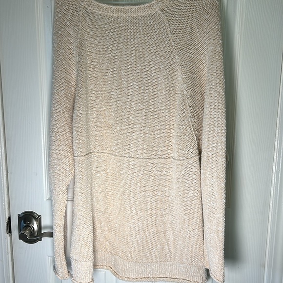 Free People Chamoix Bright Lights Peach Long Sleeve Knit Oversized Sweater, S - Picture 8 of 8